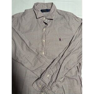 Polo Ralph Lauren Mens Large L Check Button Down Shirt Purple Teal Long Sleeve
